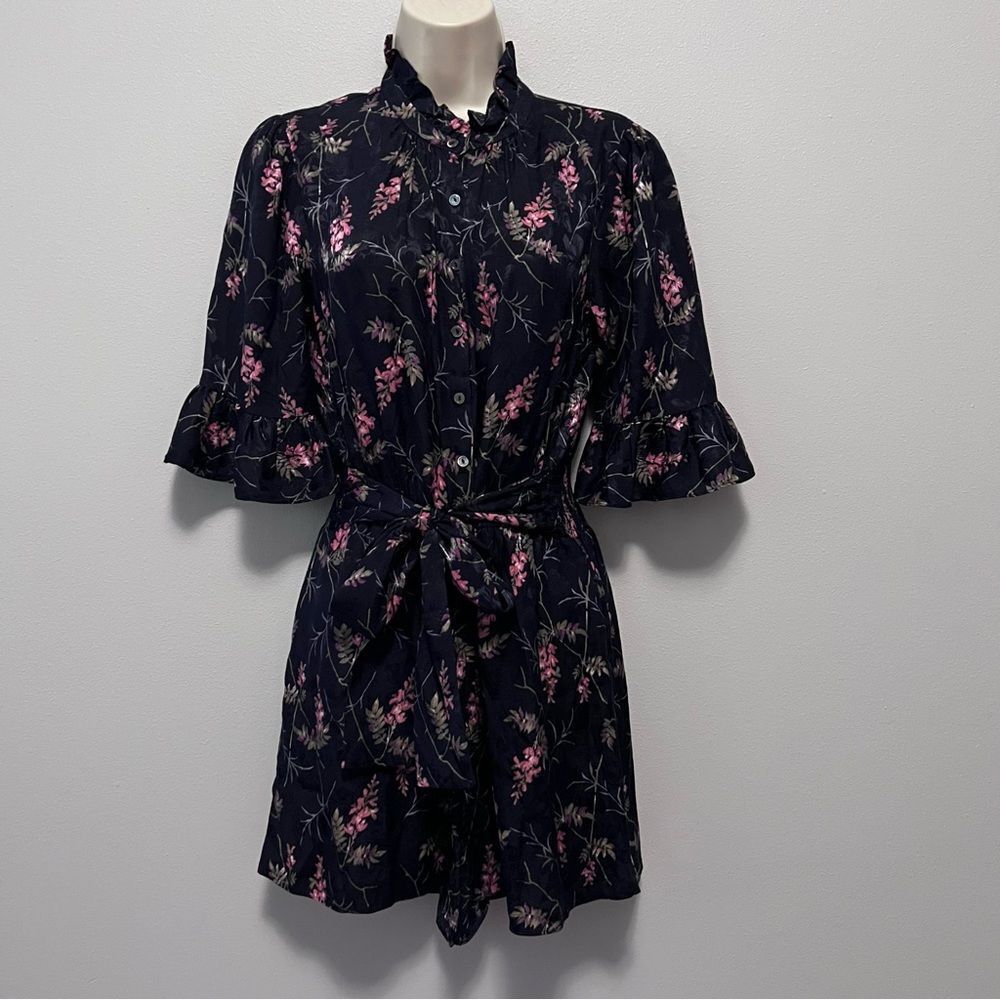 Rebecca Taylor Ivie Fleur Print Jacquard Silk Blend Romper Size 6